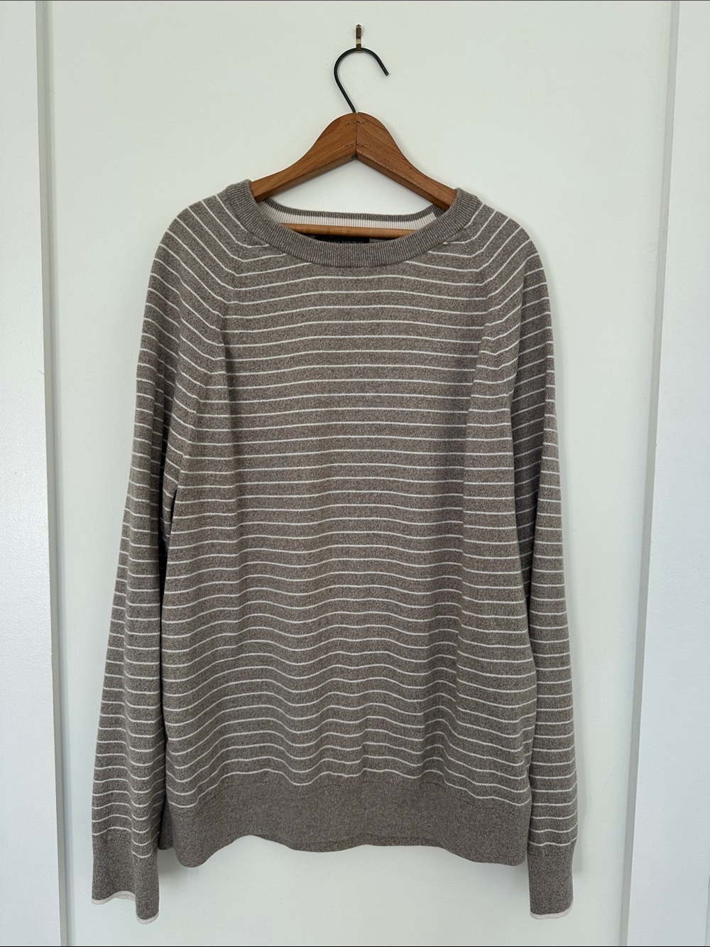 Banana Republic Men's Taupe Stripe Crewneck Sweater